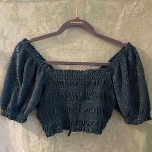 Urban Outfitters green sparkle crop top